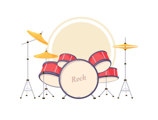 Cartoon drums. Vector illustration of a drum kit isolated on a white background.