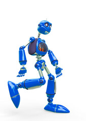 vintage robot cartoon walking in white background