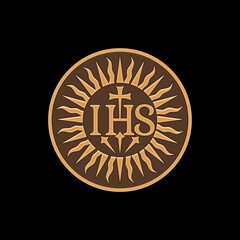 Christian symbols. Illustration of the Jesuit Order. The Society of Jesus is a religious order of the Catholic Church headquartered in Rome.