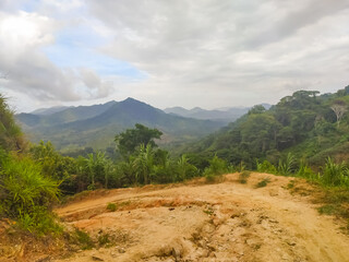 Colombian mountain landscapes on the way to the jungle city of the Indians of Ciudad Perdida