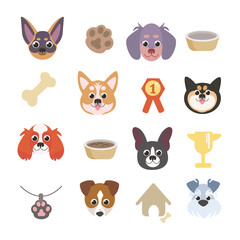 Dog care set. Isolated on a white background.