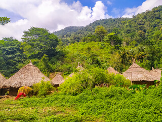Fototapeta na wymiar Colombian mountain landscapes on the way to the jungle city of the Indians of Ciudad Perdida