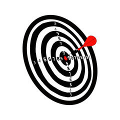 Isolated colourful dart in the top ten in cartoon style. Success concept Vector illustration