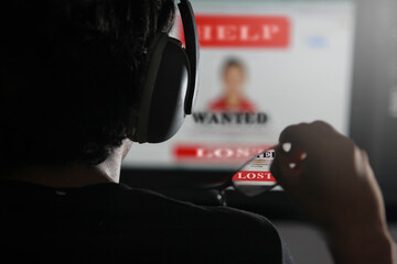 Child molester searching the internet. Wanted, lost poster boy.