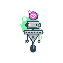 Cute robot in love. Isolated illustration virtual online help customer support on white background