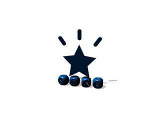 3D illustration of STAR graphics and text made by metallic dice letters for the related meanings of the concept and presentations. background and abstract