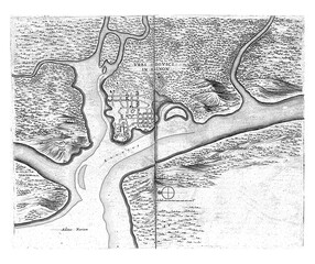 Map of Maragnon, c. 1641, vintage illustration.