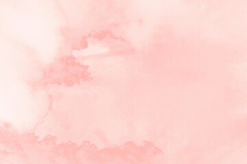 Beautiful sky with clouds, pink coral watercolor toned