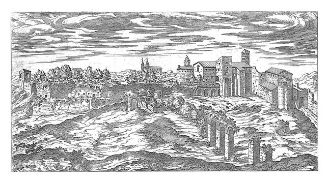 Monte Celio at Rome, vintage illustration.