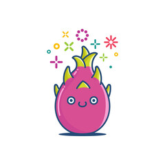 kawaii dragon fruit icon cartoon