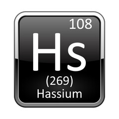 The periodic table element Hassium. Vector illustration