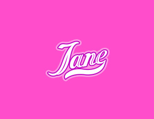 Fototapeta premium First name Jane designed in athletic script pink background