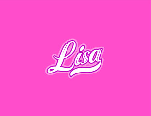First name Lisa designed in athletic script with pink background