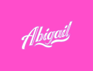 First name Abigail designed in athletic script with pink background