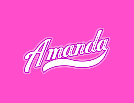 First name Amanda designed in athletic script with pink background