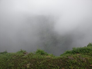beautiful view of fog on hill station 