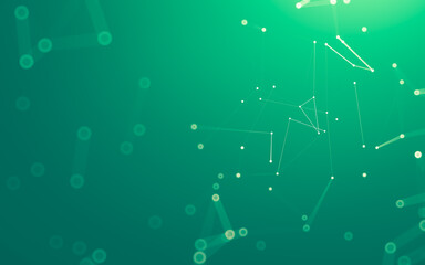 Abstract background. Molecules technology with polygonal shapes, connecting dots and lines. Connection structure. Big data visualization.