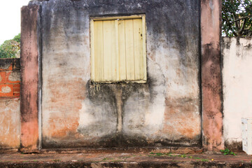 old window on sea wall, architecture