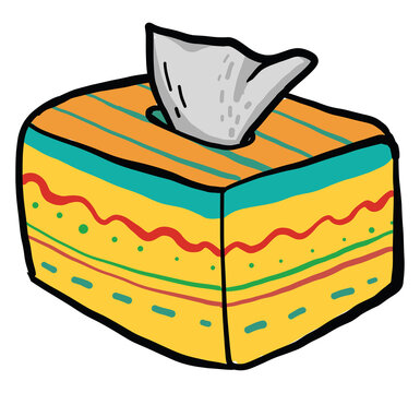 Yellow Tissue Box, Illustration, Vector On White Background