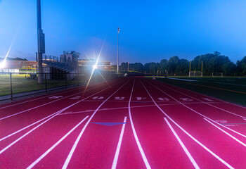 Orange High School Track and Green Artificial Football Field Early Morning