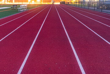 Orange High School Track and Green Artificial Football Field Early Morning