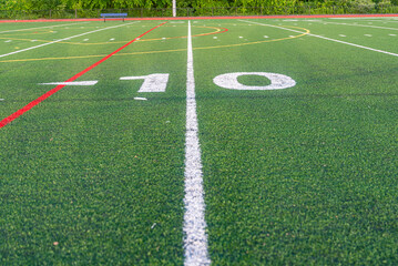 Orange High School Track and Green Artificial Football Field Early Morning