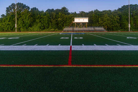 Orange High School Track and Green Artificial Football Field Early Morning