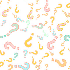 Quiz seamless pattern. Question marks, doubt, faq