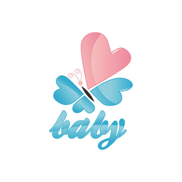Baby Pink Butterfly Logo Vector