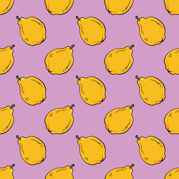 Organic quice ,seamless pattern on light purple background.