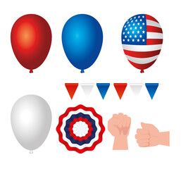set icons of happy labor day holiday celebration vector illustration design