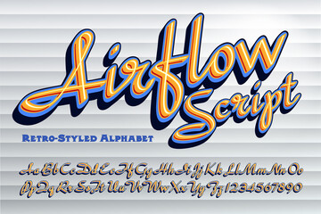 A Retro Styled Vintage Script Alphabet. This Lettering is Influenced by 1940s and 1950s Script Fonts. © Mysterylab