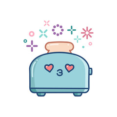 kawaii toaster icon cartoon illustration