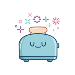 kawaii toaster icon cartoon illustration