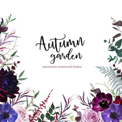 Marvelous violet, purple and burgundy anemone, dusty mauve and lilac rose, dark dahlia © lavendertime