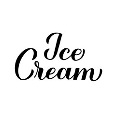 Ice Cream Day calligraphy hand lettering isolated on white. Vector template for typography poster, sticker, banner, flyer, cafe or restaurant menu