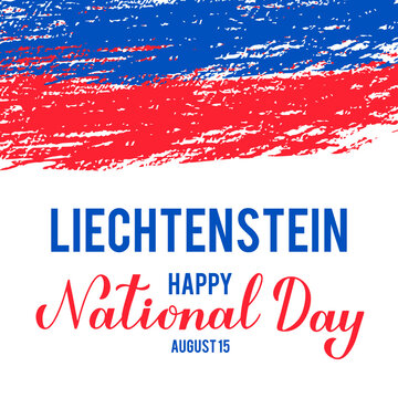 Liechtenstein National Day calligraphy hand lettering. Liechtenstein Independence Day typography poster. Vector template for banner, flyer, sticker, greeting card, postcard, etc