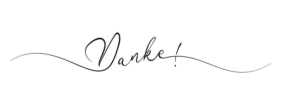 danke letter calligraphy banner black color