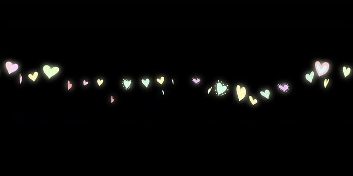 Glowing hearts circling around visual effects for 360 VR video.(loopable)
