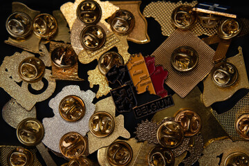 Pin from Belgium on top of others pins.  