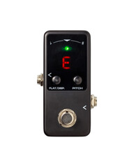 Stomp box electric guitar signal tuner effects foot pedal isolated on white background with...