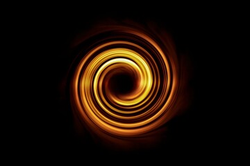 Glowing spiral tunnel with orange fog on black background