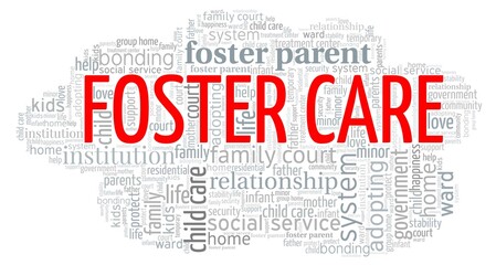 Foster care word cloud isolated on a white background