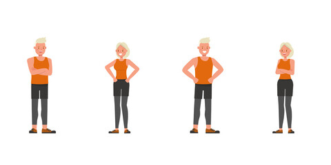 Sport man and woman character vector design. Presentation in various action.