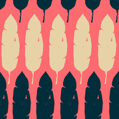 Hipster Tropical Vector Seamless Pattern. Banana Leaves Feather Monstera Dandelion Tropical Seamless Pattern. 