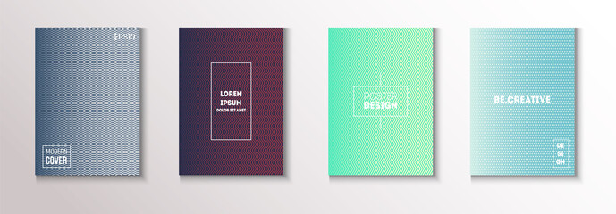 Wavy Minimal Cover Vector Set. Cool Technology Background. Light 