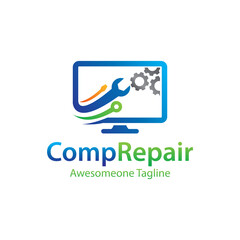 Creative Computer Repair Logo Design, Vector, Icon, Symbol