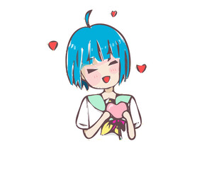 happy cute japanese student cartoon