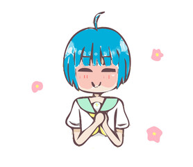 happy cute japanese student cartoon