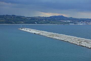 Ancona , Italy, Tuesday 5 July 2020 view of the city port from ship covid-19 season holidays high...